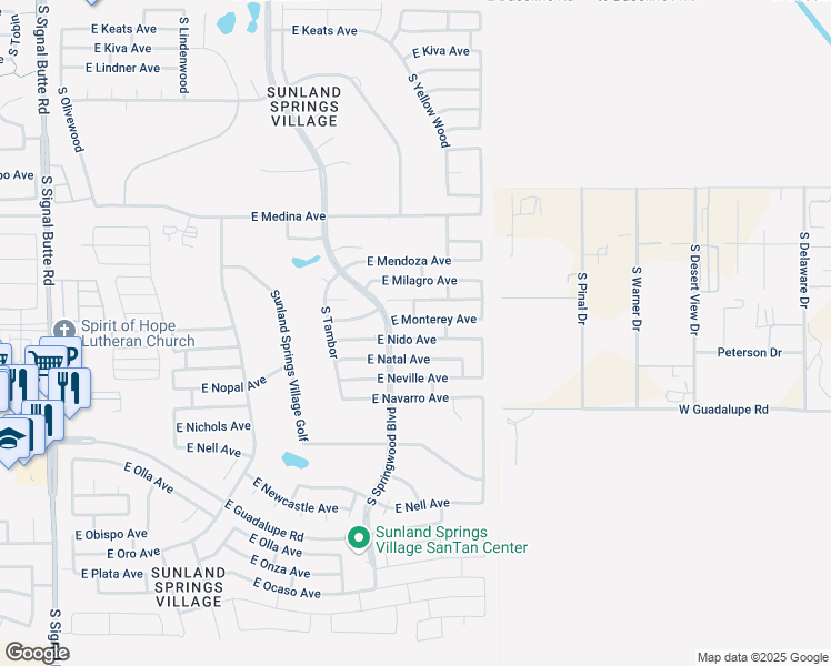 map of restaurants, bars, coffee shops, grocery stores, and more near 11434 East Nido Avenue in Mesa