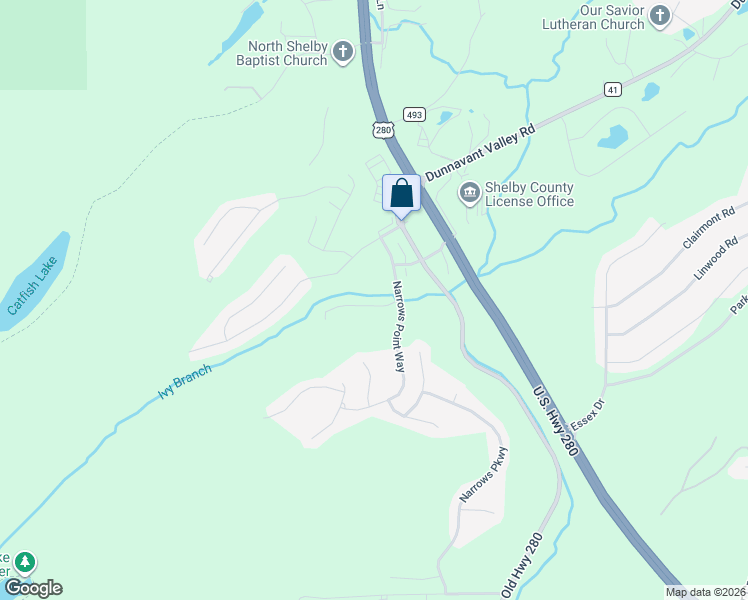map of restaurants, bars, coffee shops, grocery stores, and more near 143 Narrows Creek Drive in Birmingham