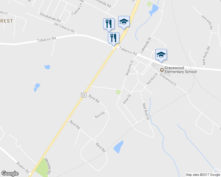 map of restaurants, bars, coffee shops, grocery stores, and more near Cemetery Road in Augusta