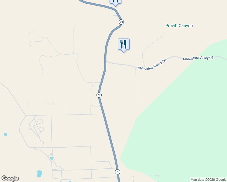 map of restaurants, bars, coffee shops, grocery stores, and more near 36085 California 79 in Warner Springs