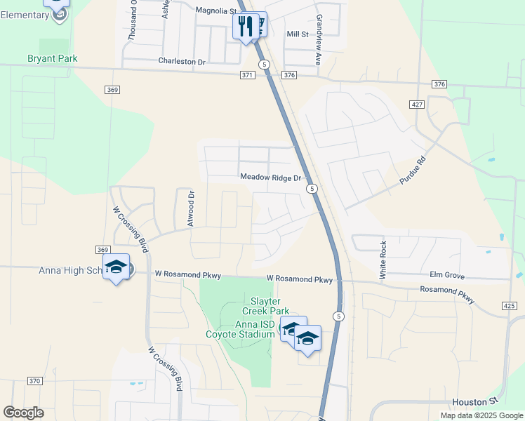 map of restaurants, bars, coffee shops, grocery stores, and more near in Anna