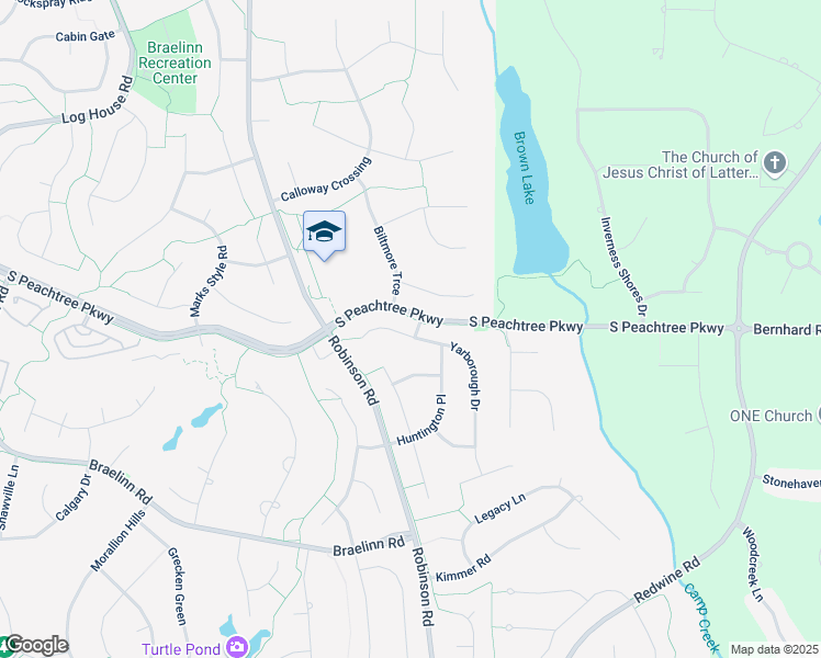 map of restaurants, bars, coffee shops, grocery stores, and more near 1704 Yarborough Drive in Peachtree City