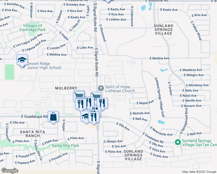 map of restaurants, bars, coffee shops, grocery stores, and more near in Mesa