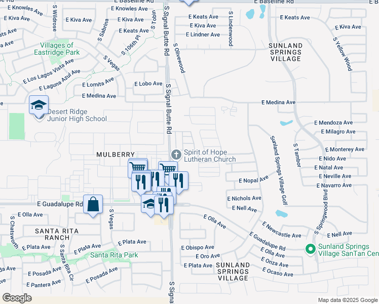 map of restaurants, bars, coffee shops, grocery stores, and more near in Mesa