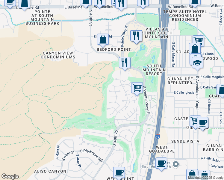map of restaurants, bars, coffee shops, grocery stores, and more near 4628 East Desert Drive in Phoenix