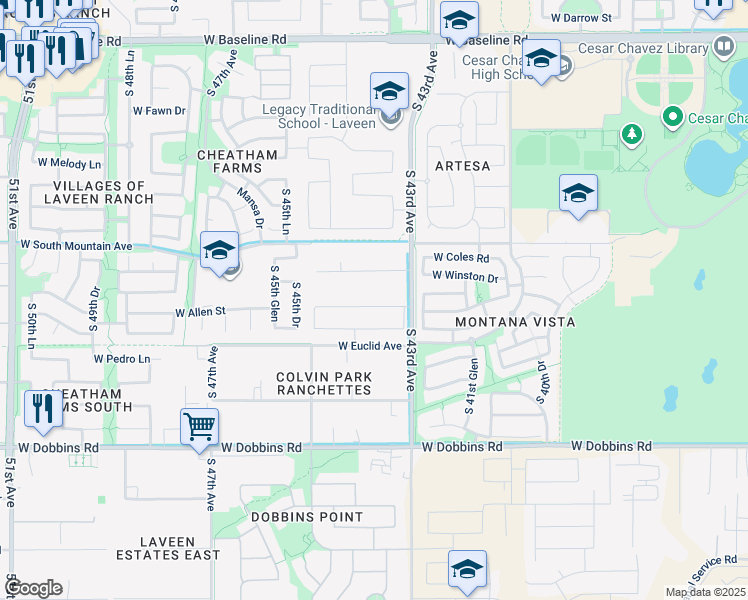 map of restaurants, bars, coffee shops, grocery stores, and more near 4318 West Allen Street in Maricopa County
