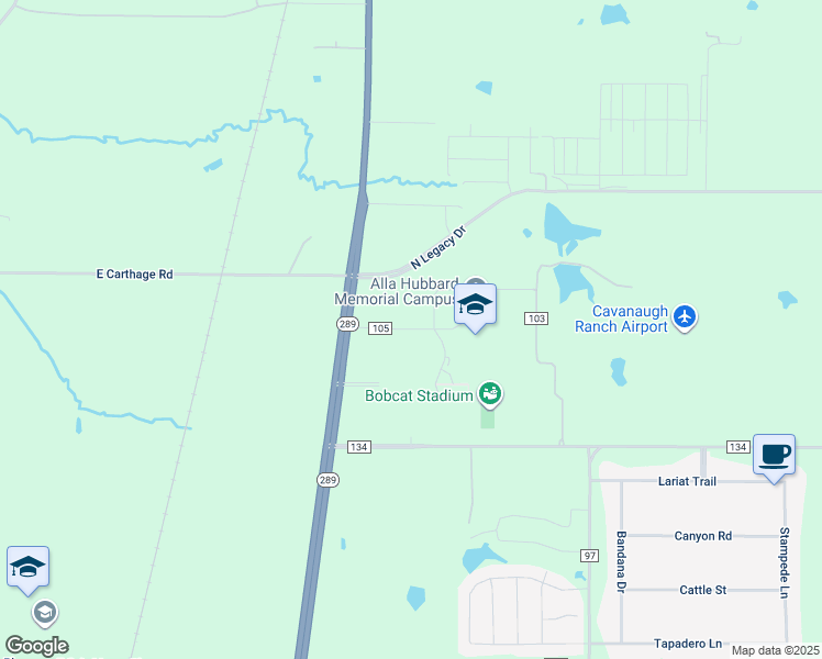 map of restaurants, bars, coffee shops, grocery stores, and more near 10390 County Road 105 in Celina