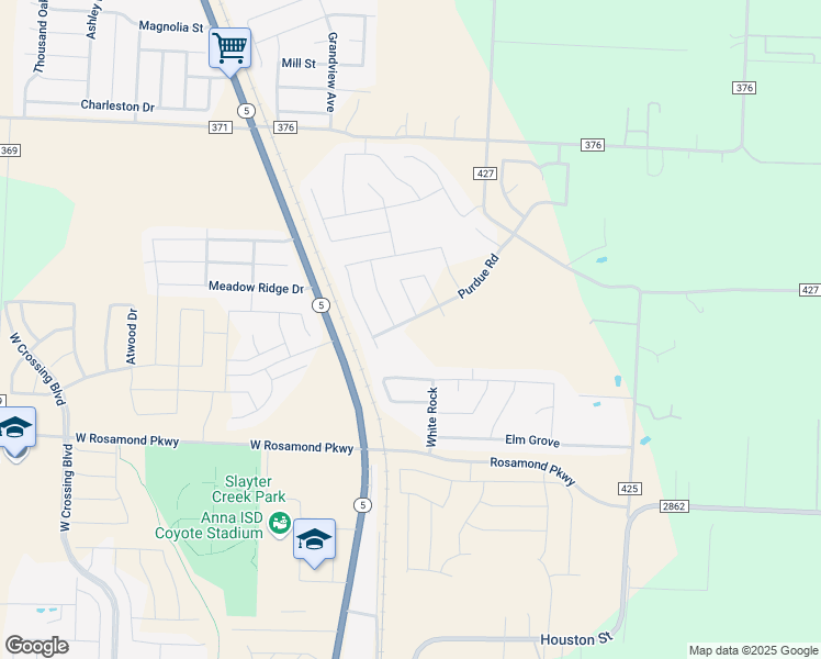 map of restaurants, bars, coffee shops, grocery stores, and more near 2112 Basil Avenue in Anna