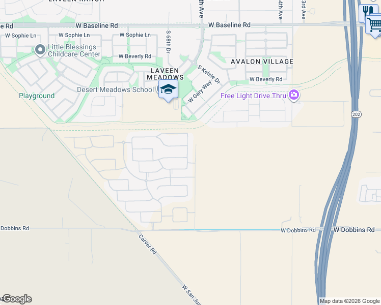 map of restaurants, bars, coffee shops, grocery stores, and more near West South Mountain Avenue in Phoenix