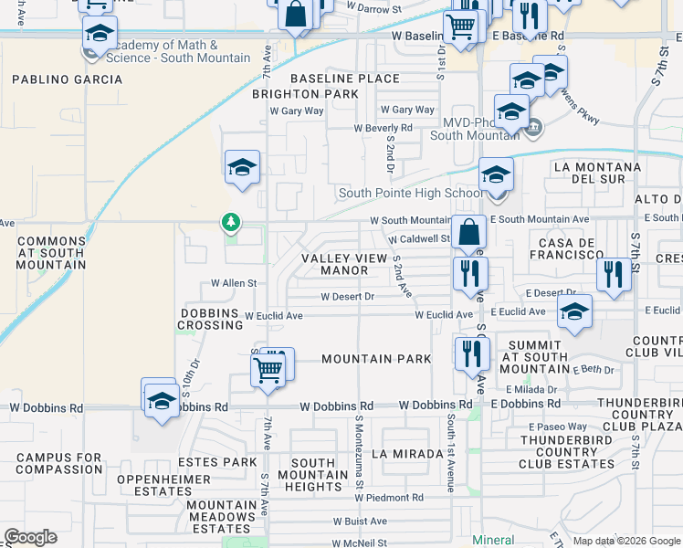map of restaurants, bars, coffee shops, grocery stores, and more near 324 West Winston Drive in Phoenix