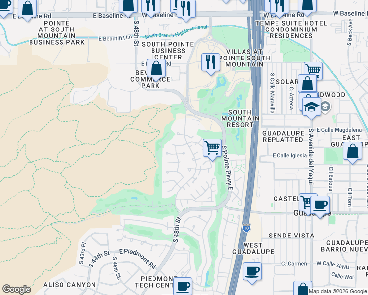 map of restaurants, bars, coffee shops, grocery stores, and more near 4632 East Winston Drive in Phoenix