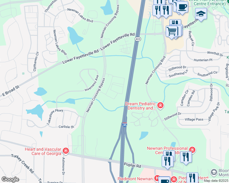 map of restaurants, bars, coffee shops, grocery stores, and more near Georgia 403 in Newnan