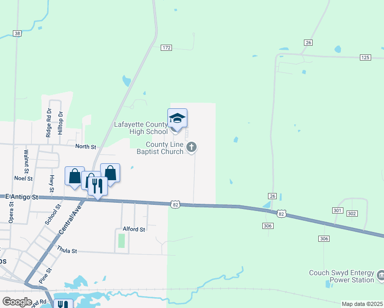 map of restaurants, bars, coffee shops, grocery stores, and more near 205 Lafayette Drive in Stamps