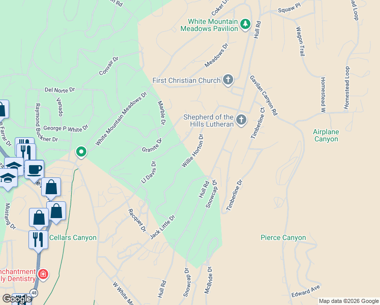map of restaurants, bars, coffee shops, grocery stores, and more near 130 Willie Horton Drive in Ruidoso