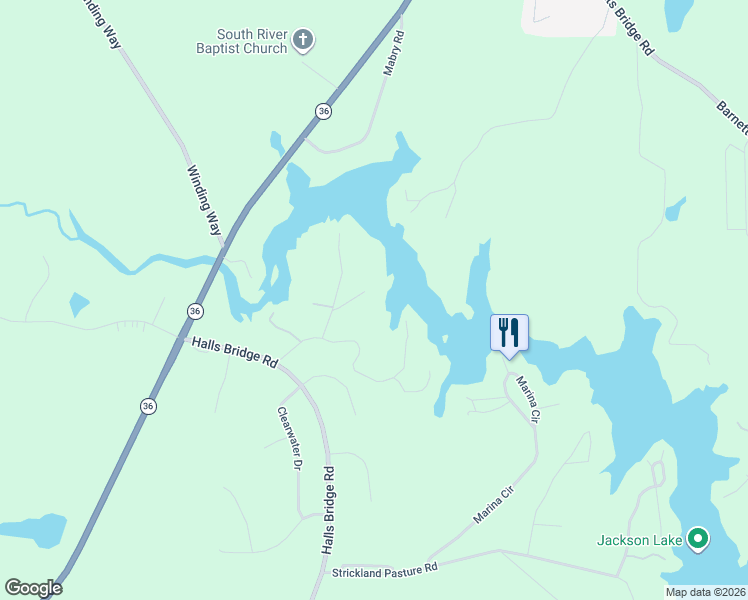 map of restaurants, bars, coffee shops, grocery stores, and more near 165 Blackberry Road in Jackson