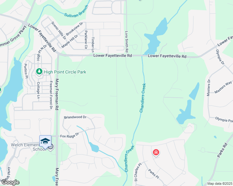 map of restaurants, bars, coffee shops, grocery stores, and more near 125 Covey Trail in Newnan