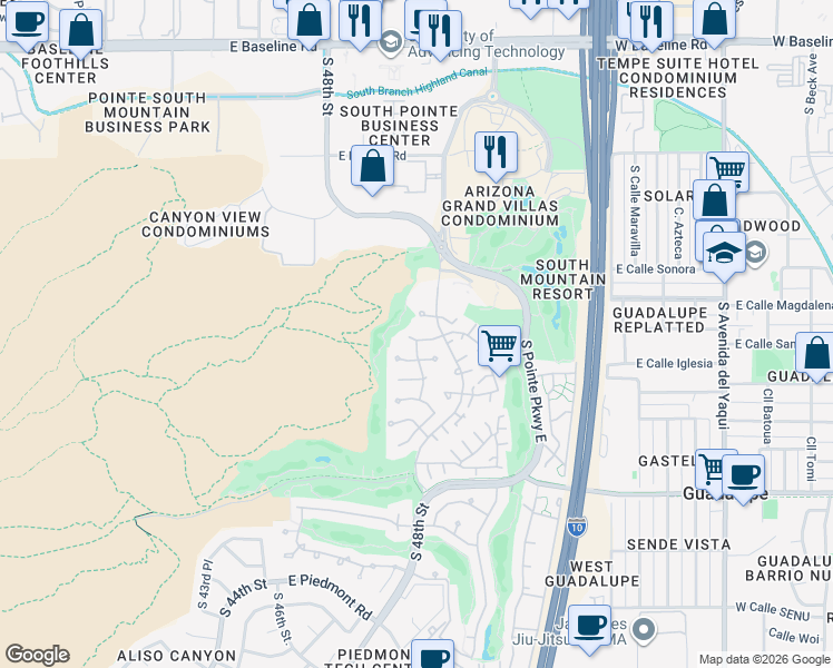 map of restaurants, bars, coffee shops, grocery stores, and more near 4632 East Winston Drive in Phoenix