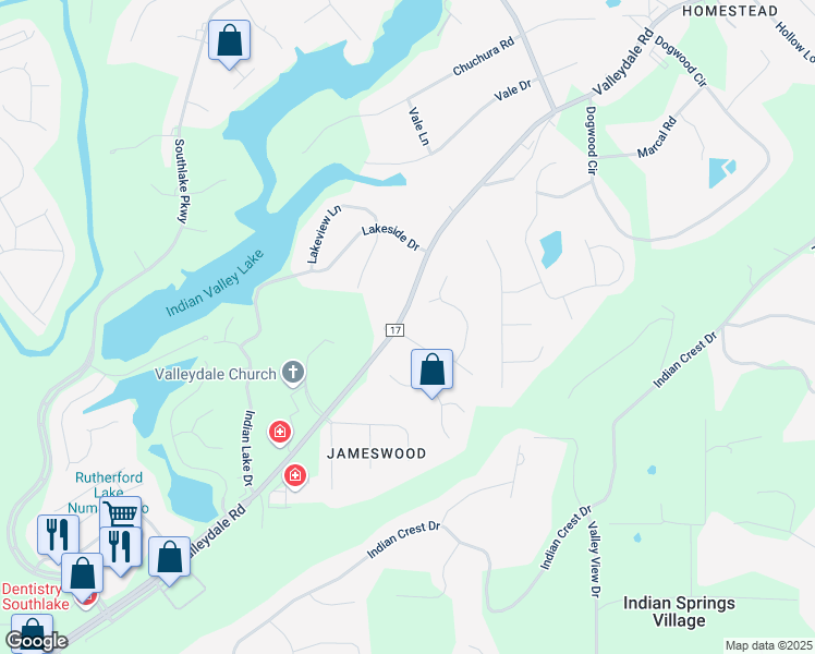 map of restaurants, bars, coffee shops, grocery stores, and more near 5101 Shadowbrook Trail in Birmingham