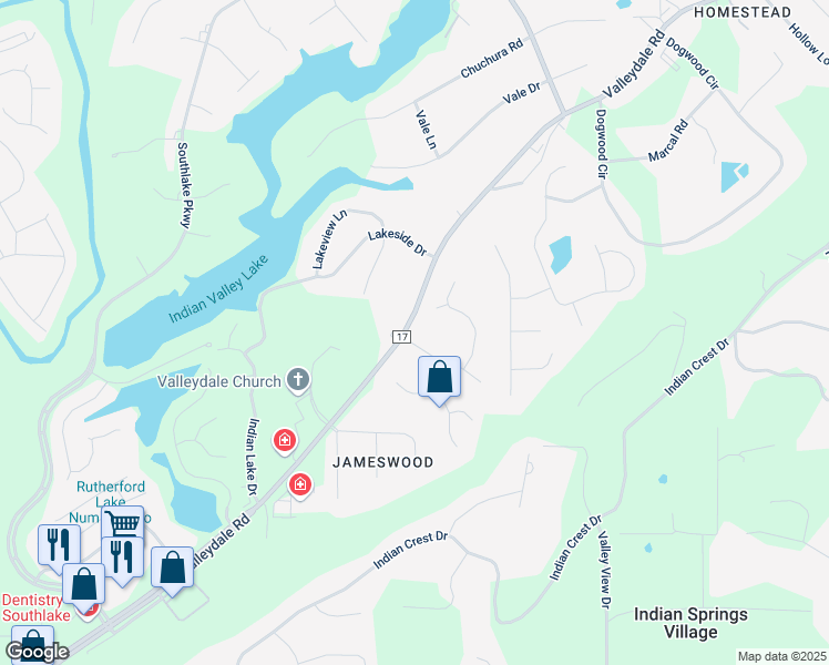map of restaurants, bars, coffee shops, grocery stores, and more near 5101 Shadowbrook Trail in Birmingham