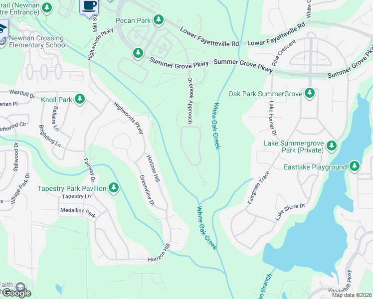map of restaurants, bars, coffee shops, grocery stores, and more near 68 Middleton Trace in Newnan