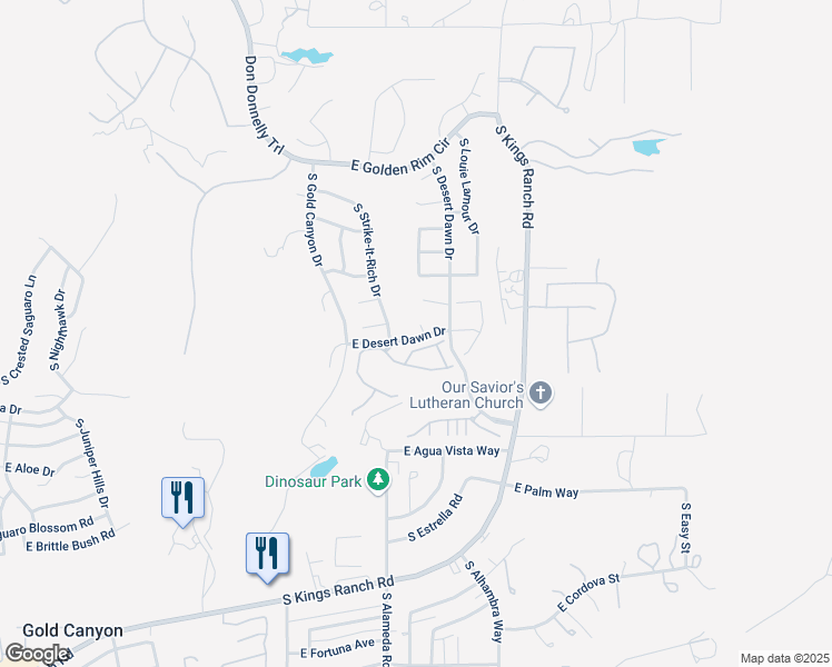 map of restaurants, bars, coffee shops, grocery stores, and more near 5052 Vision Quest Court in Gold Canyon