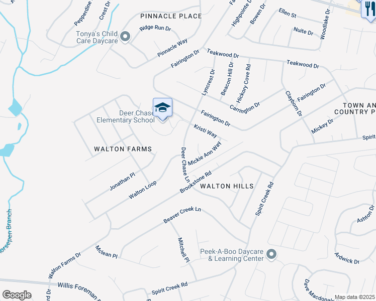 map of restaurants, bars, coffee shops, grocery stores, and more near 1761 Deer Chase Lane in Hephzibah