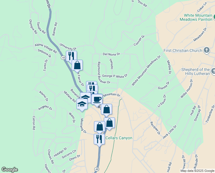 map of restaurants, bars, coffee shops, grocery stores, and more near 106 Ike Wingfield Drive in Ruidoso