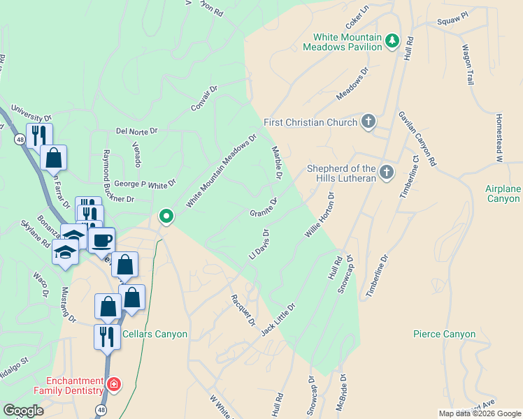 map of restaurants, bars, coffee shops, grocery stores, and more near 201 Granite Drive in Ruidoso