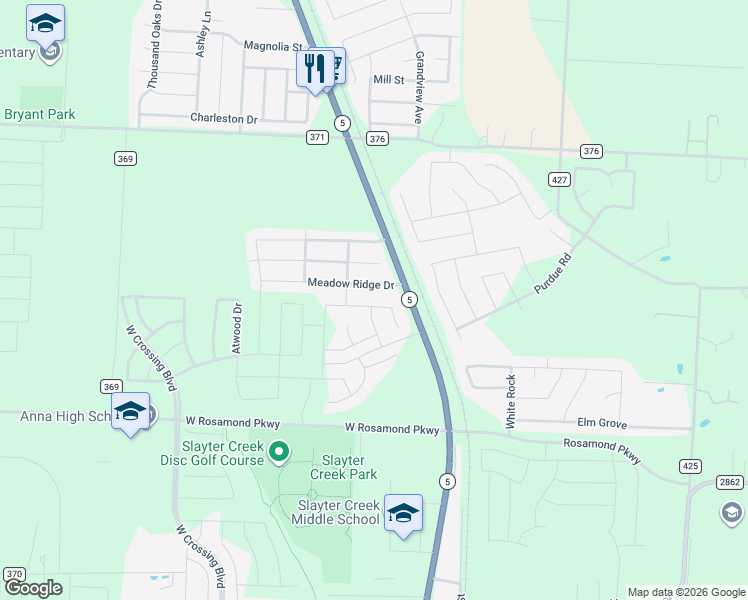 map of restaurants, bars, coffee shops, grocery stores, and more near 120 Emma Drive in Anna