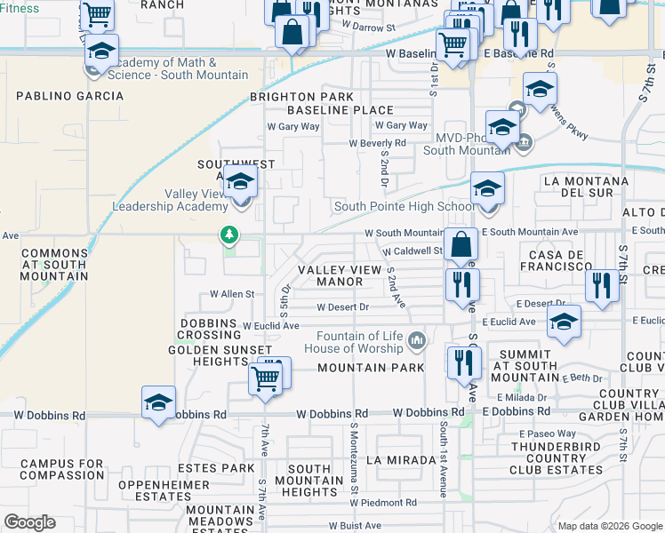 map of restaurants, bars, coffee shops, grocery stores, and more near 324 West Winston Drive in Phoenix