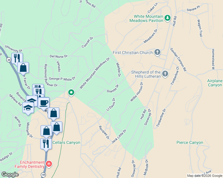 map of restaurants, bars, coffee shops, grocery stores, and more near 201 Granite Drive in Ruidoso
