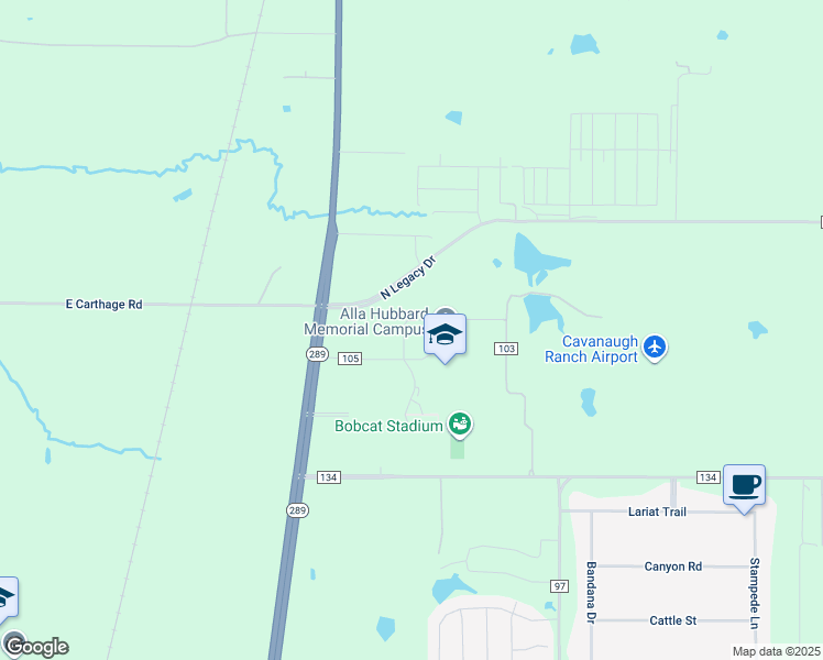 map of restaurants, bars, coffee shops, grocery stores, and more near 10390 County Road 105 in Celina
