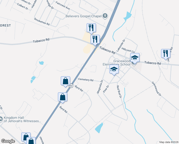 map of restaurants, bars, coffee shops, grocery stores, and more near 3630 Peach Orchard Road in Augusta