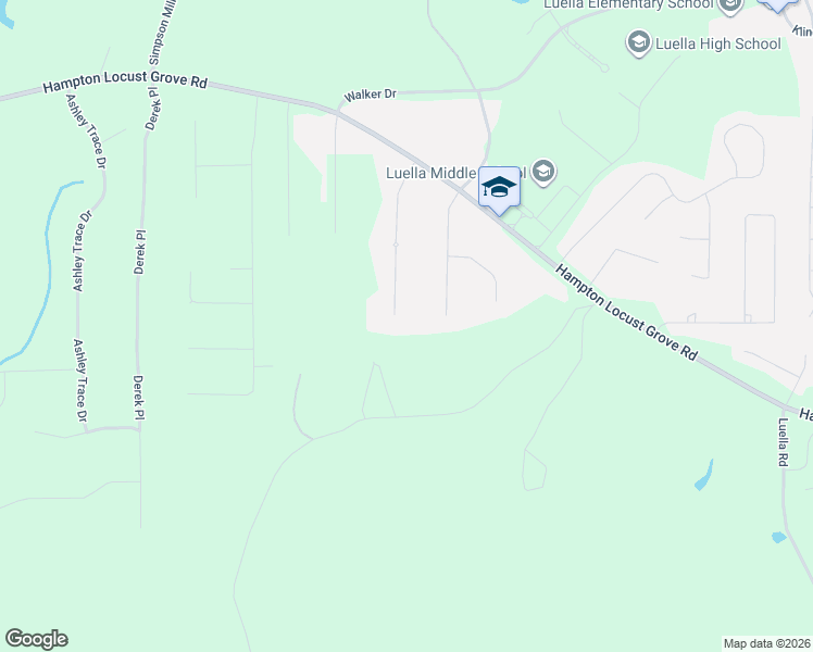map of restaurants, bars, coffee shops, grocery stores, and more near 205 Planters Walk in Locust Grove