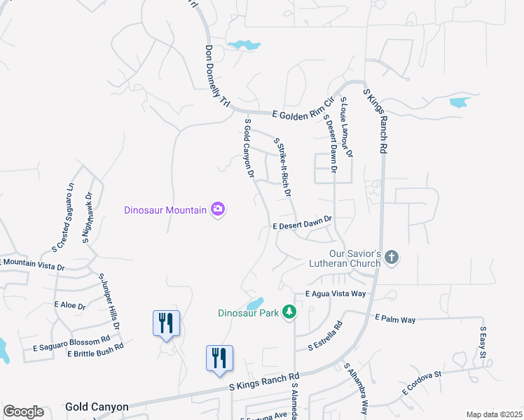 map of restaurants, bars, coffee shops, grocery stores, and more near 9860 East Dead Sure Place in Gold Canyon