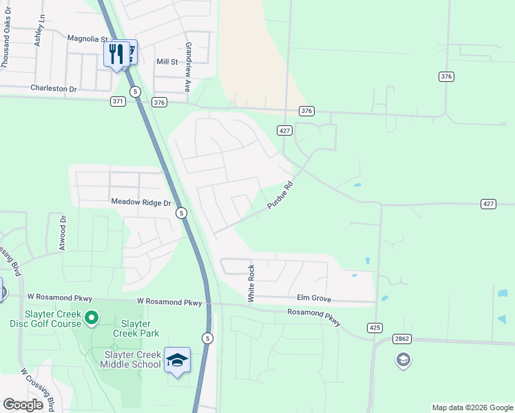 map of restaurants, bars, coffee shops, grocery stores, and more near 404 Purdue Road in Anna