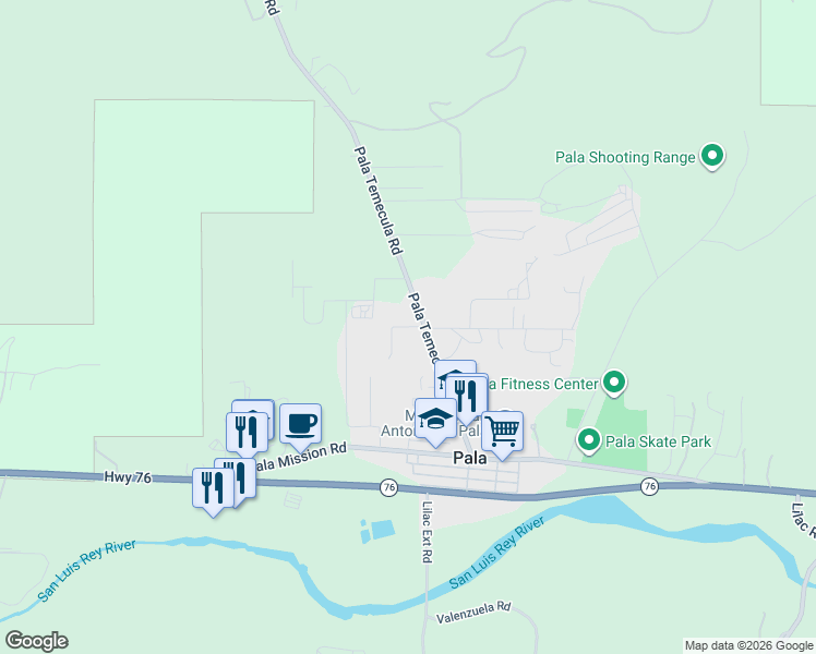 map of restaurants, bars, coffee shops, grocery stores, and more near Magee Road in Pala
