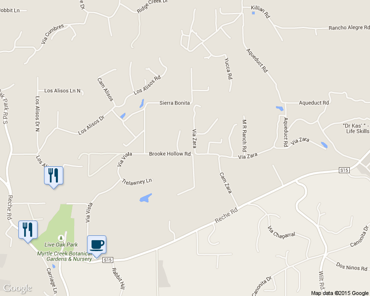 map of restaurants, bars, coffee shops, grocery stores, and more near 1274 Kendi Lane in Fallbrook