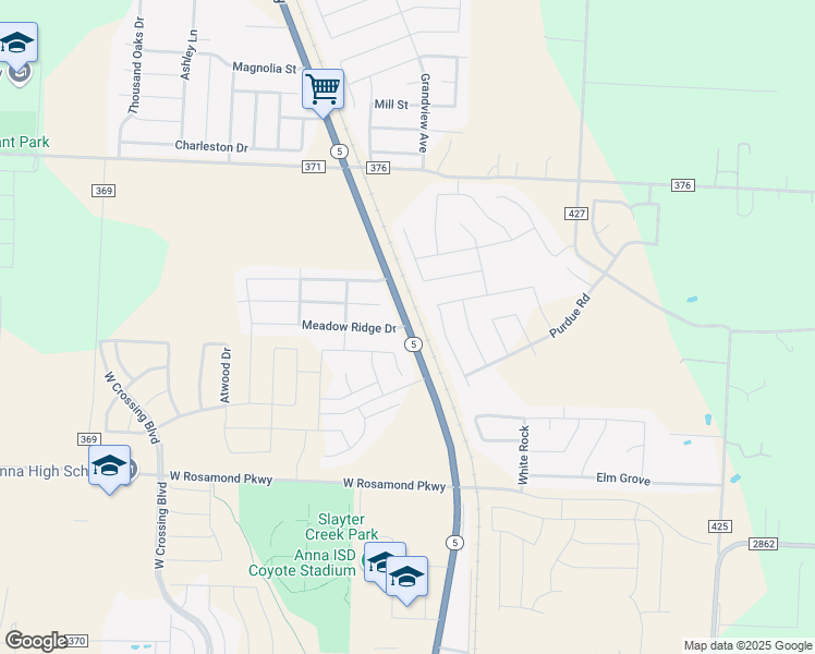map of restaurants, bars, coffee shops, grocery stores, and more near 1577 North Powell Parkway in Anna