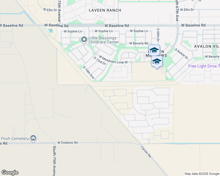 map of restaurants, bars, coffee shops, grocery stores, and more near West South Mountain Avenue in Phoenix