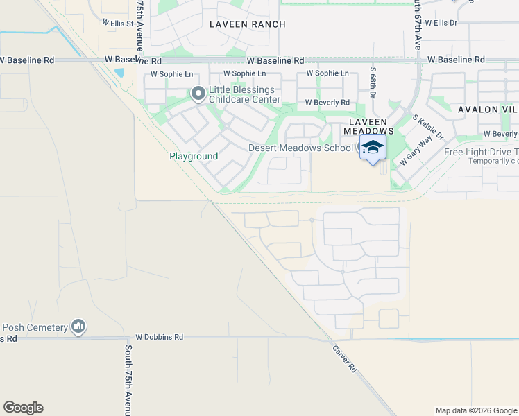 map of restaurants, bars, coffee shops, grocery stores, and more near West South Mountain Avenue in Phoenix