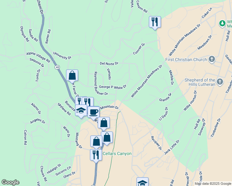 map of restaurants, bars, coffee shops, grocery stores, and more near 101 Sunny Slope Drive in Ruidoso