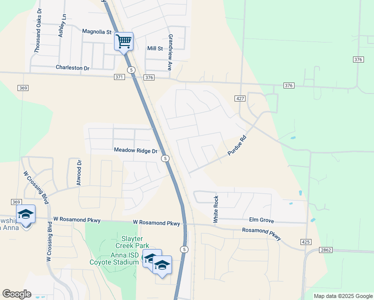 map of restaurants, bars, coffee shops, grocery stores, and more near 1529-1577 North Powell Parkway in Anna