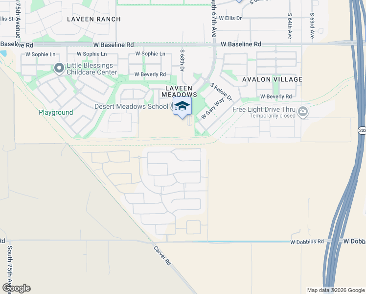 map of restaurants, bars, coffee shops, grocery stores, and more near West South Mountain Avenue in Laveen