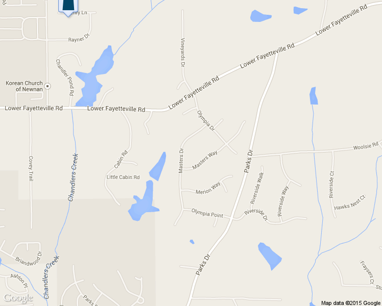 map of restaurants, bars, coffee shops, grocery stores, and more near 60 Masters Drive in Newnan