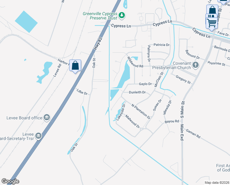 map of restaurants, bars, coffee shops, grocery stores, and more near 1975 Audubon Place in Greenville