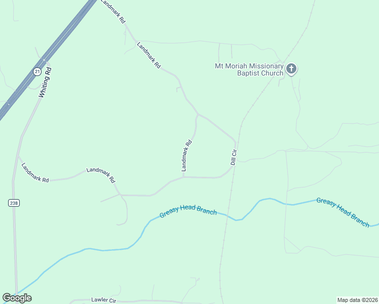 map of restaurants, bars, coffee shops, grocery stores, and more near 1120 Landmark Road in Talladega