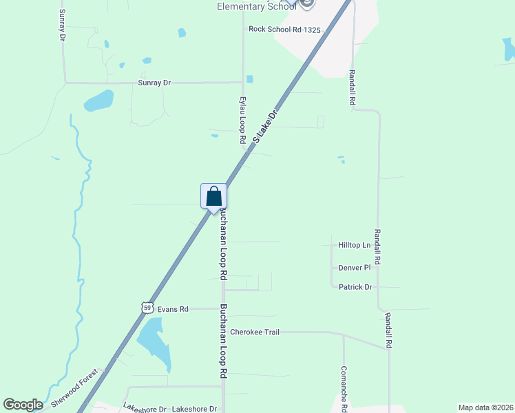 map of restaurants, bars, coffee shops, grocery stores, and more near 6119 U.S. 59 in Texarkana