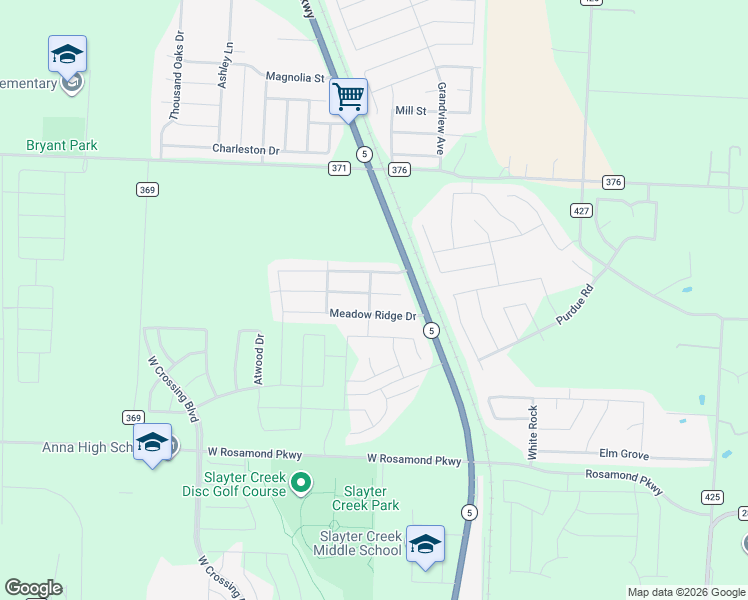 map of restaurants, bars, coffee shops, grocery stores, and more near 200 Meadow Lark Lane in Anna