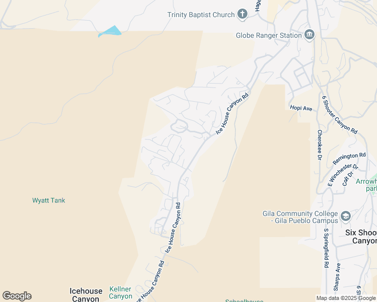 map of restaurants, bars, coffee shops, grocery stores, and more near 8150 Ice House Canyon Road in Globe